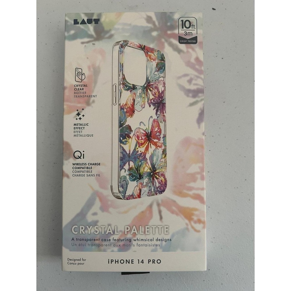 LAUT‎ iPhone 14 Pro Crystal Palette Butterfly Case Rainbow Foil Clear L_IP22B_CT